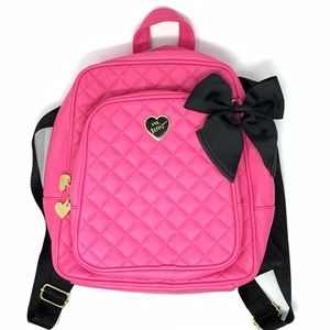 Betsey Johnson Hot Pink Quilted Backpack with Bow